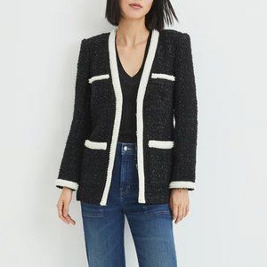 Veronica Beard Kemsley Jacket Tweed Black Boucle Blazer Pearl Accents Size 4